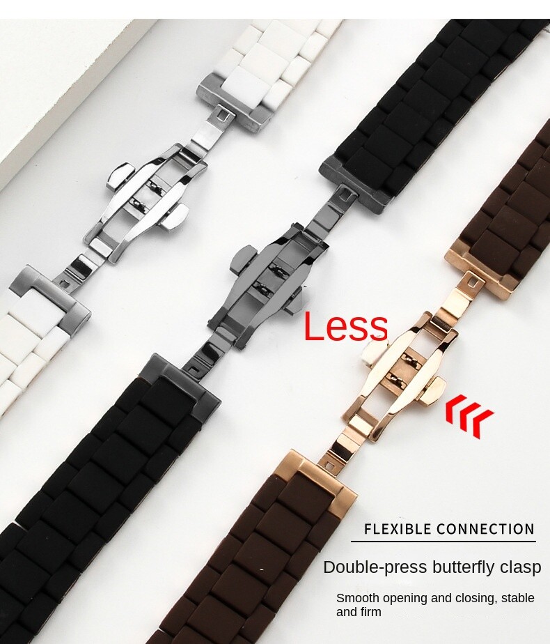 High-quality Rubber-coated Stainless Steel Watch Band Strap 20 23mm Fits Armani