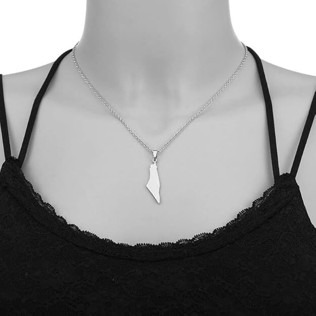 Israel Map Pendant Necklace Country Geography Stainless Steel Chain Neckless