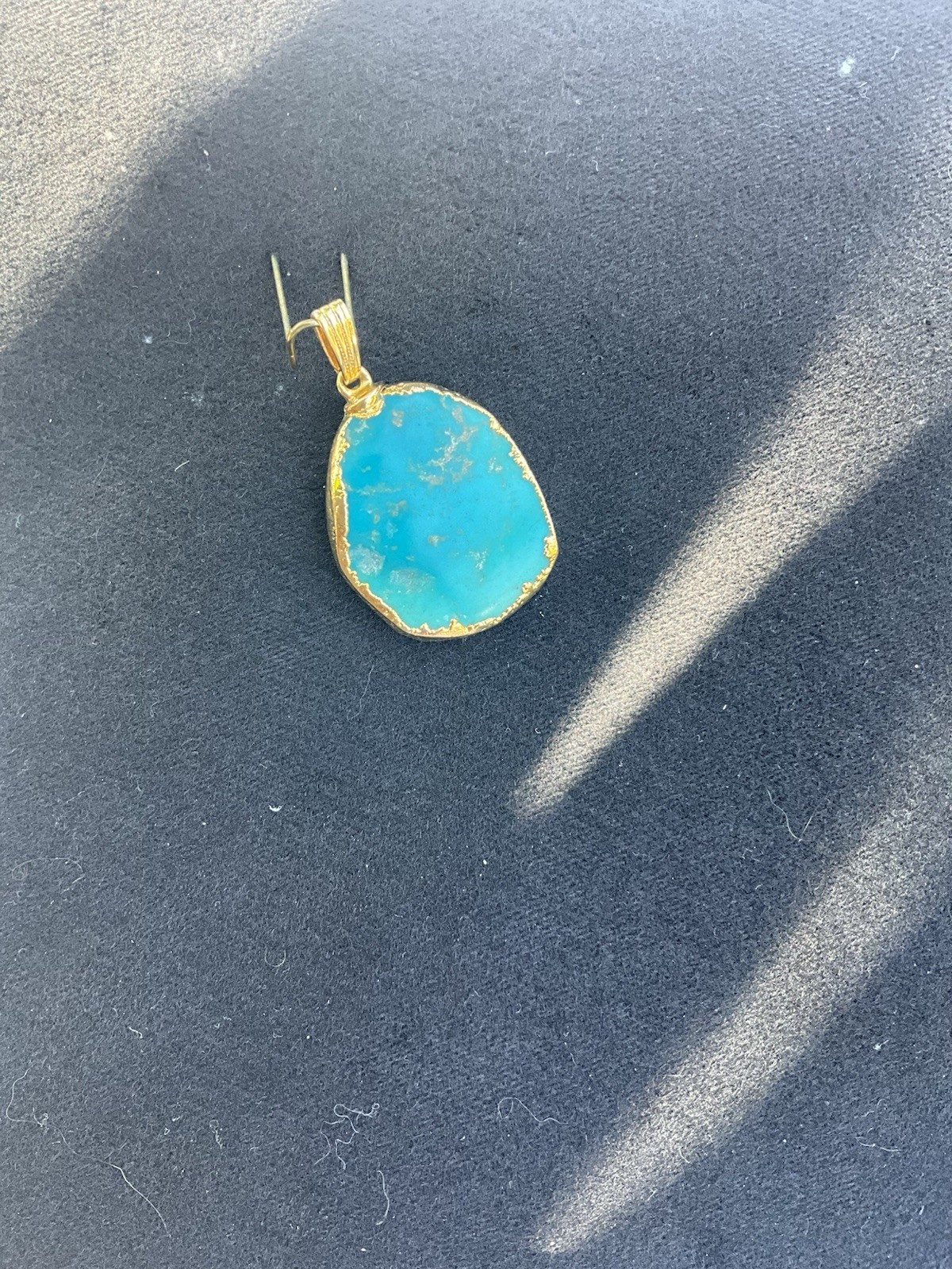 Vintage Turquoise Pendant With Gold Trim