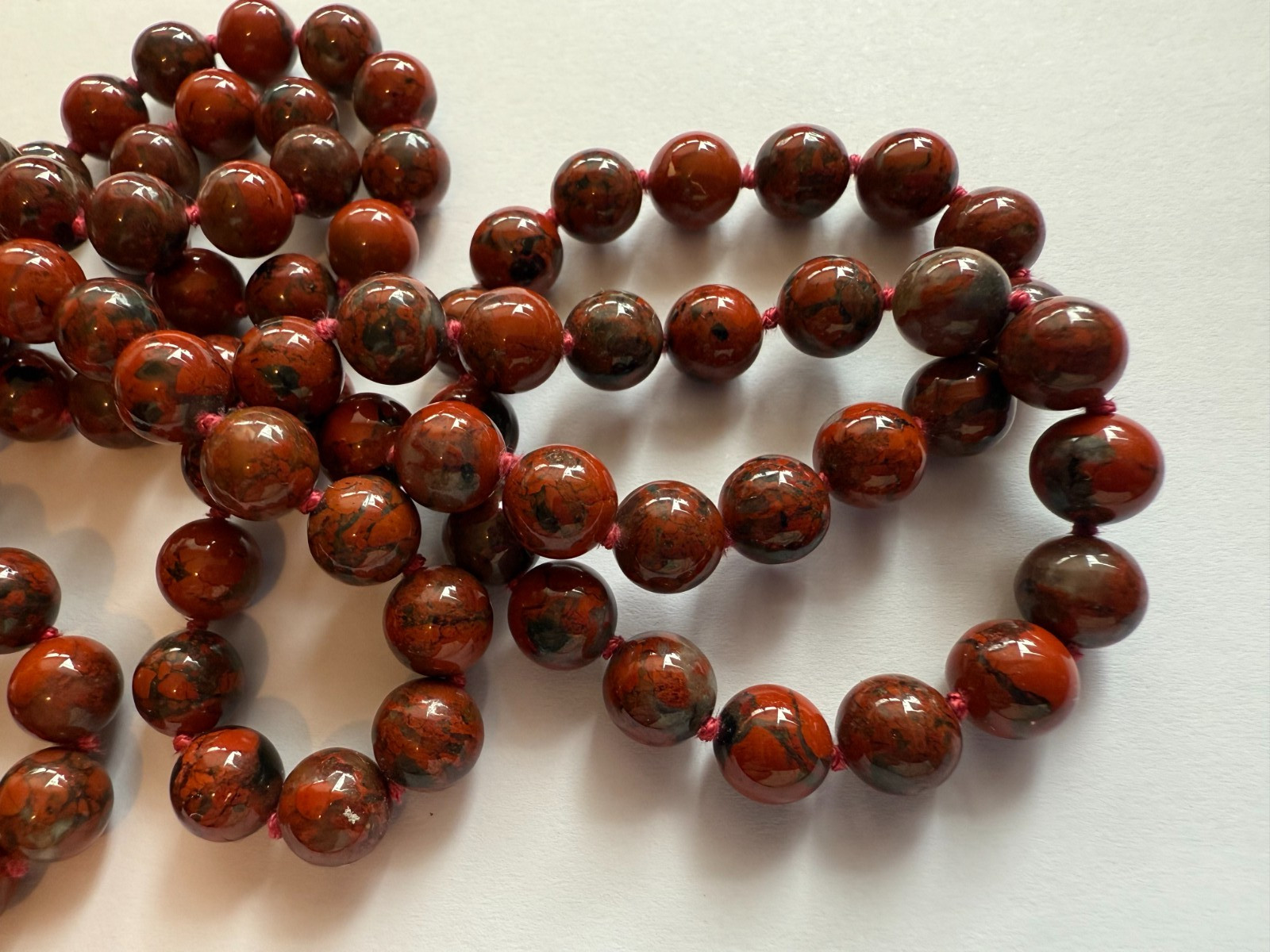 Gemisphere Poppy Jasper Necklace, Quality 3, 8mm, 30 in.