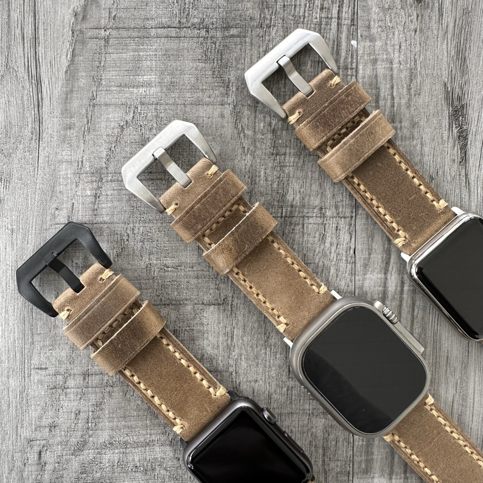 For Apple Watch Ultra 1 2 49mm 45/44mm Thick Distressed Brown Leather Watch Band