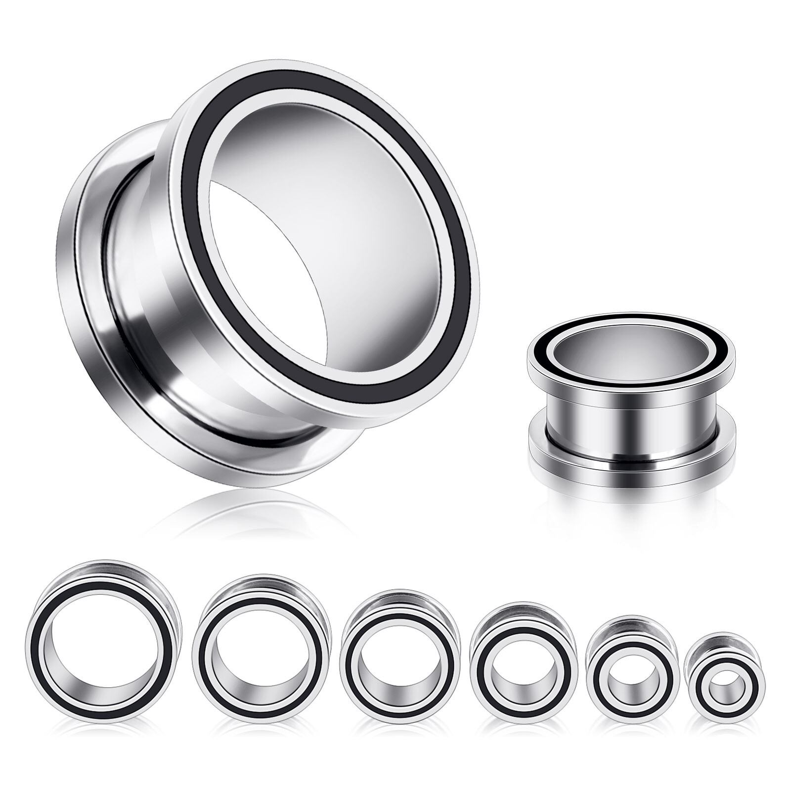 Pair Stainless Steel Screw Ear Gauges Ear Expander Plug Hollow Flesh Tunnel Plug