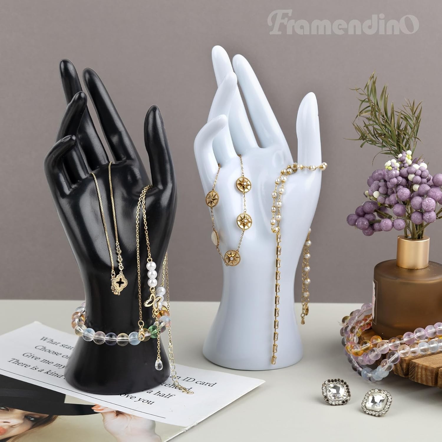 Framendino Female Mannequin Hand Jewelry Display Holder Stand for Bracelet Neck