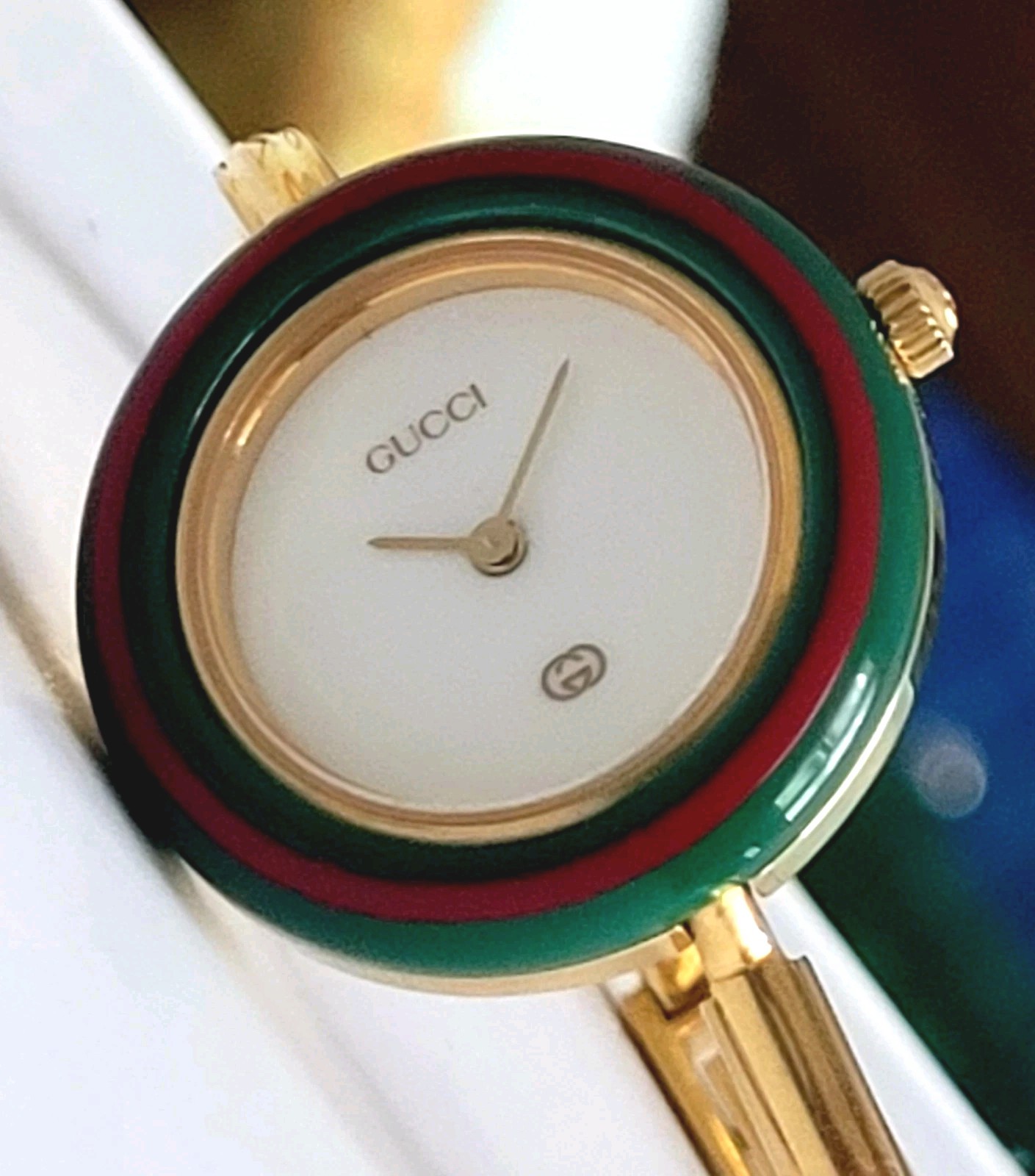 Gucci 1100-L Ladies💃Bangle Watch,Authentic,Scratch Free Crystal,Excellent,6″