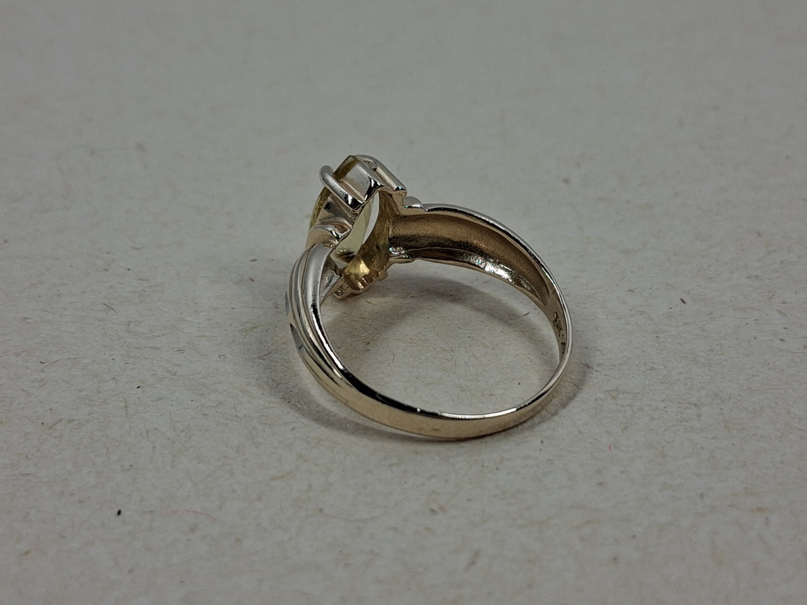 Vintage 14K Yellow Gold Marquise Lemon Quartz Statement Ring 3.29g Size 7.75