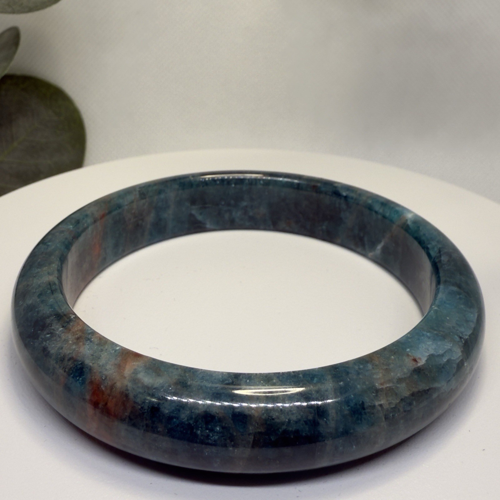 Blue Apatite Hard Bangle Size: 57.4MM Width: 12.3MM