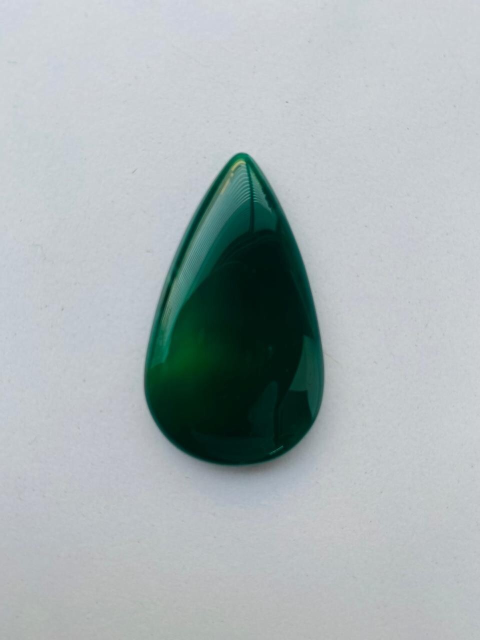 Natural Green Aqeeq Pear Cabochon, Green Agate (Size: 40x24x5mm CRT 46)