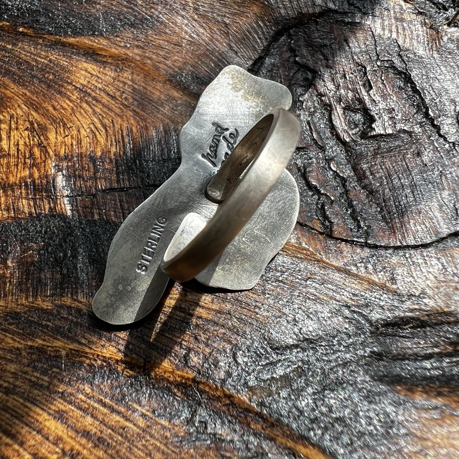 Sterling Silver Spiny Oyster Horse Ring Size 8 Adjustable | Southwestern