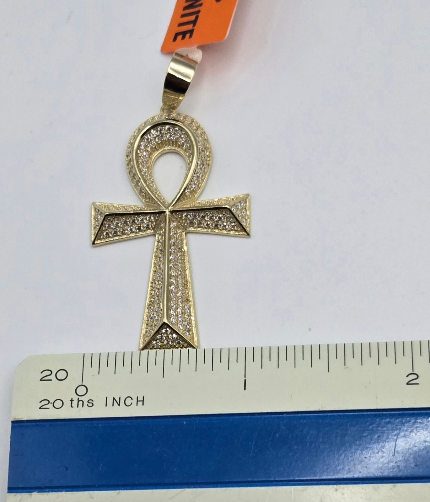 Solid 925 Sterling Silver MOISSANITE 2.0ctw PENDANT Ankh Cross, 14k Gold Vermeil