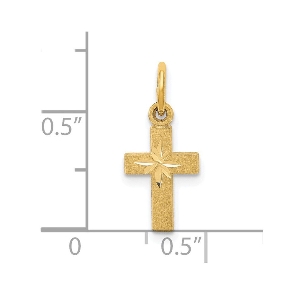 14k Yellow Gold Tiny Cross Charm Pendant for Women 0.52gm L-0.75 in,W-0.32 in