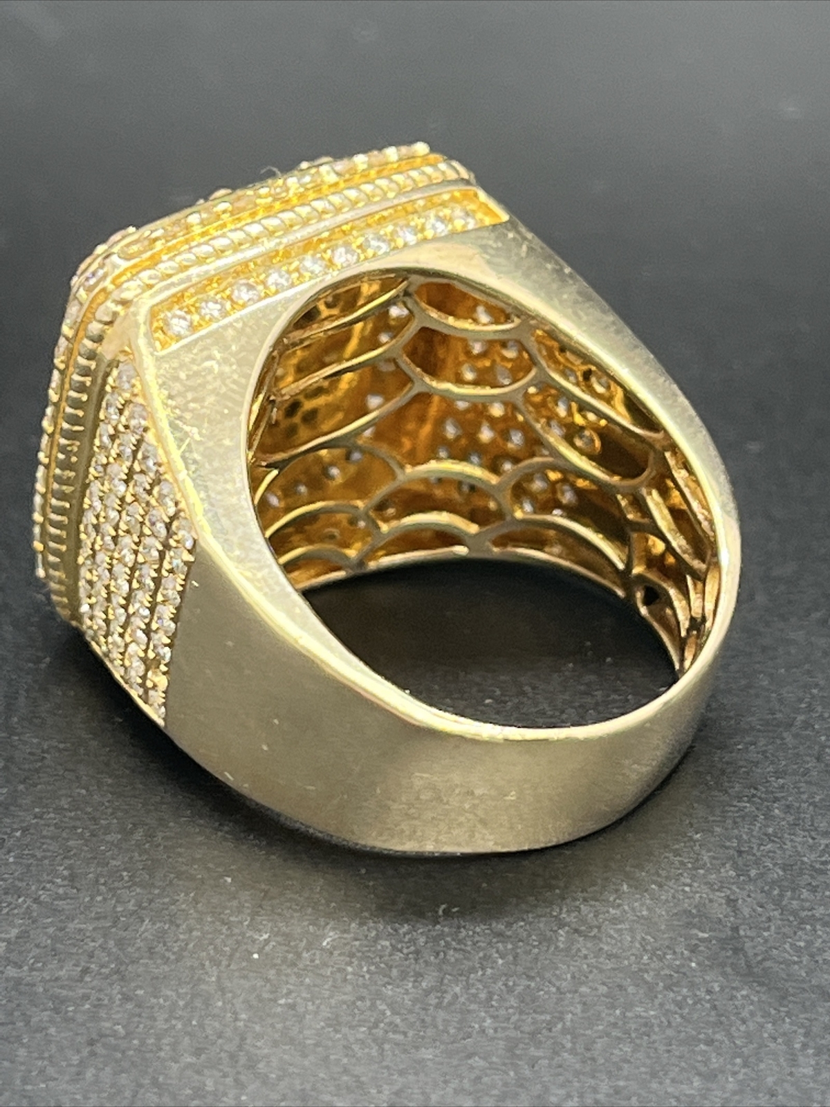 14K Solid Yellow Gold Diamond 2.00CT Men’s Ring Size 10.5
