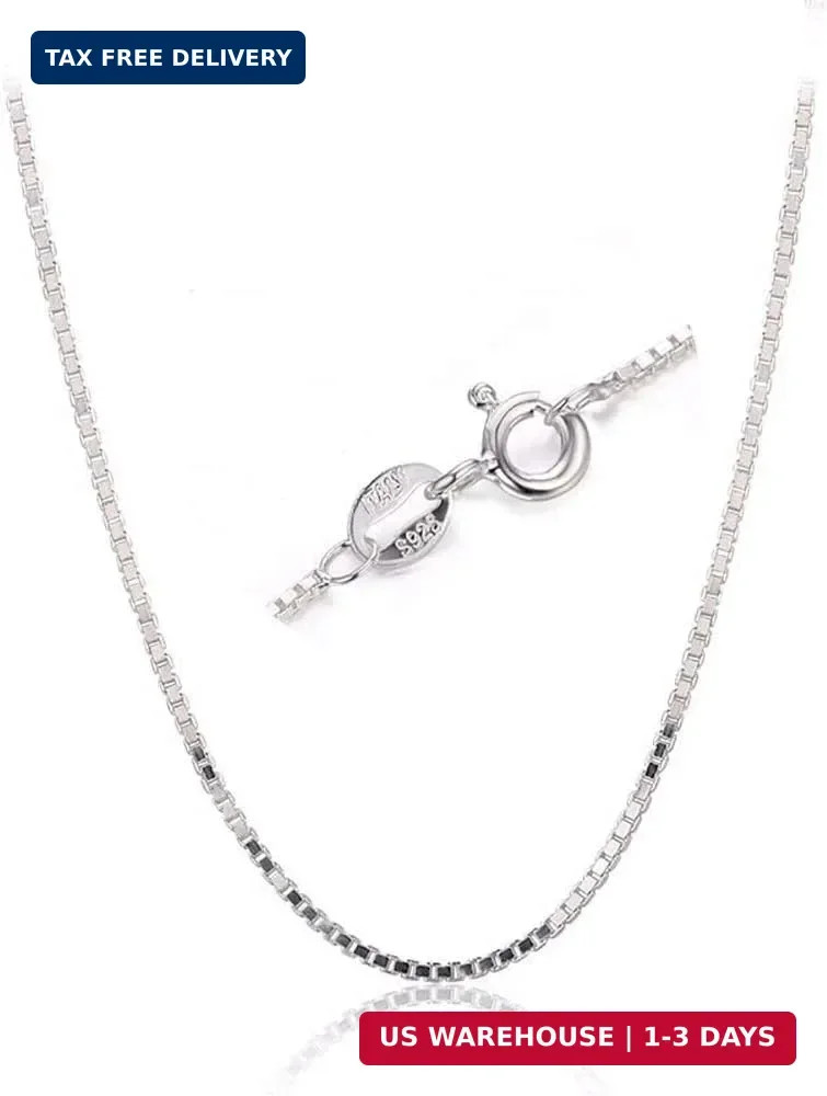 925 Sterling Silver Designer Chain 0.8MM Delicate Italian Box Chain – Super Thin