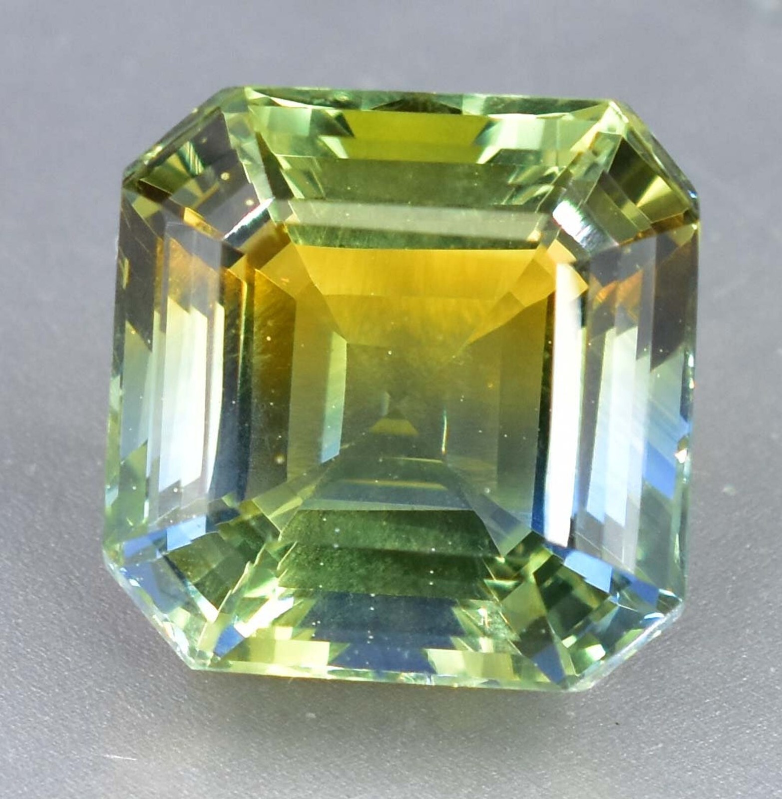10 Ct Natural Yellow Blue Bi-Color Parti Sapphire CERTIFIED Gemstone Asscher