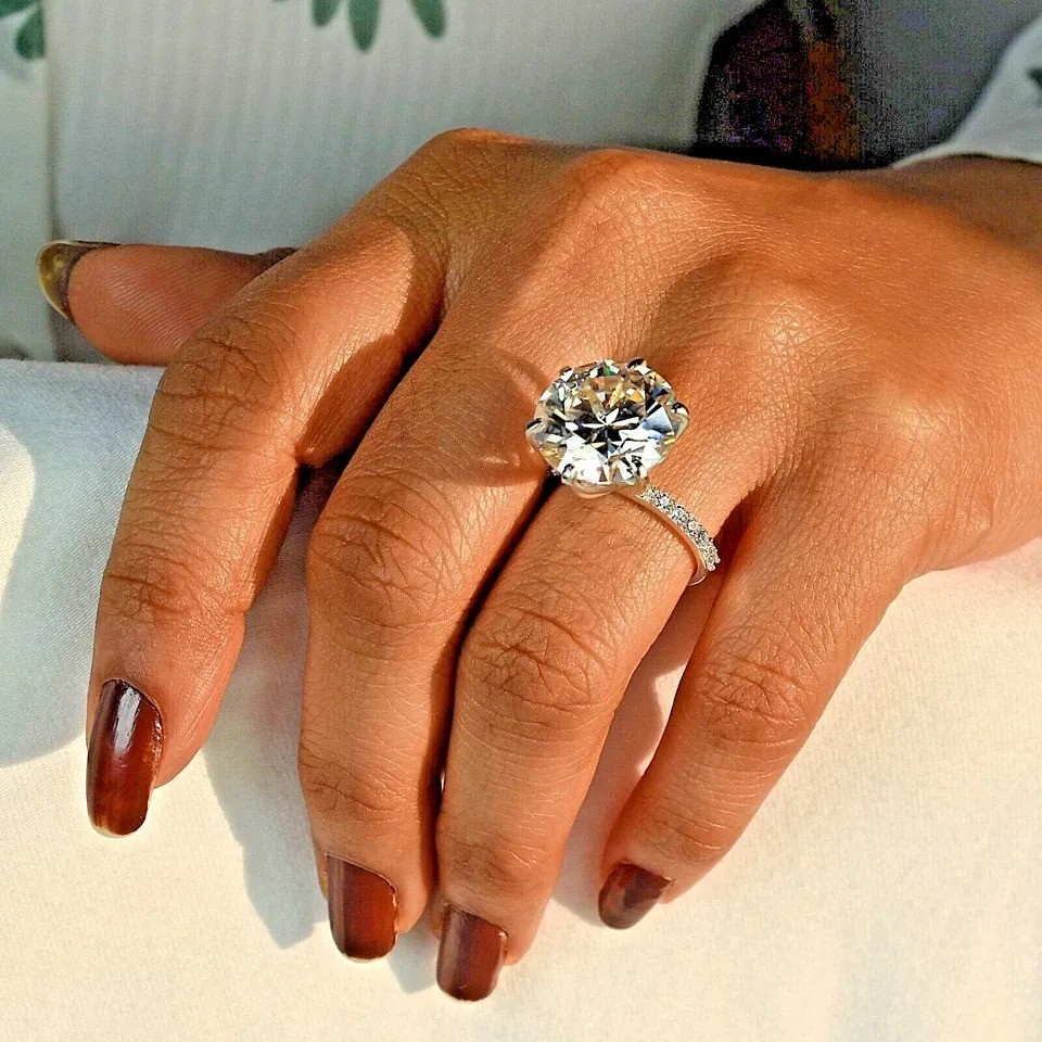 Rare Certified 9.50 Ct White Round Diamond Solitaire 925 Silver Ring Free Tariff