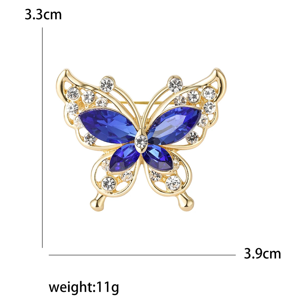 Metal Tone Rhinestone Butterfly Brooch Unisex Insect Wing Brooches Jewelry