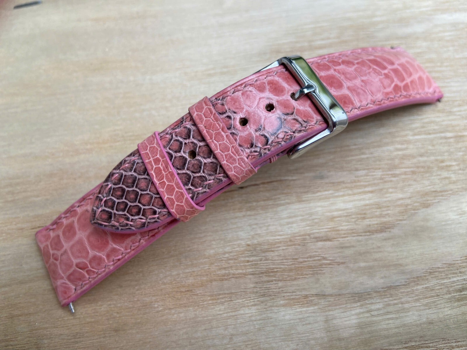 Pink Snake Leather Watch Strap Band, Size 16mm 18mm 20mm 21mm 22mm 24mm 26mm