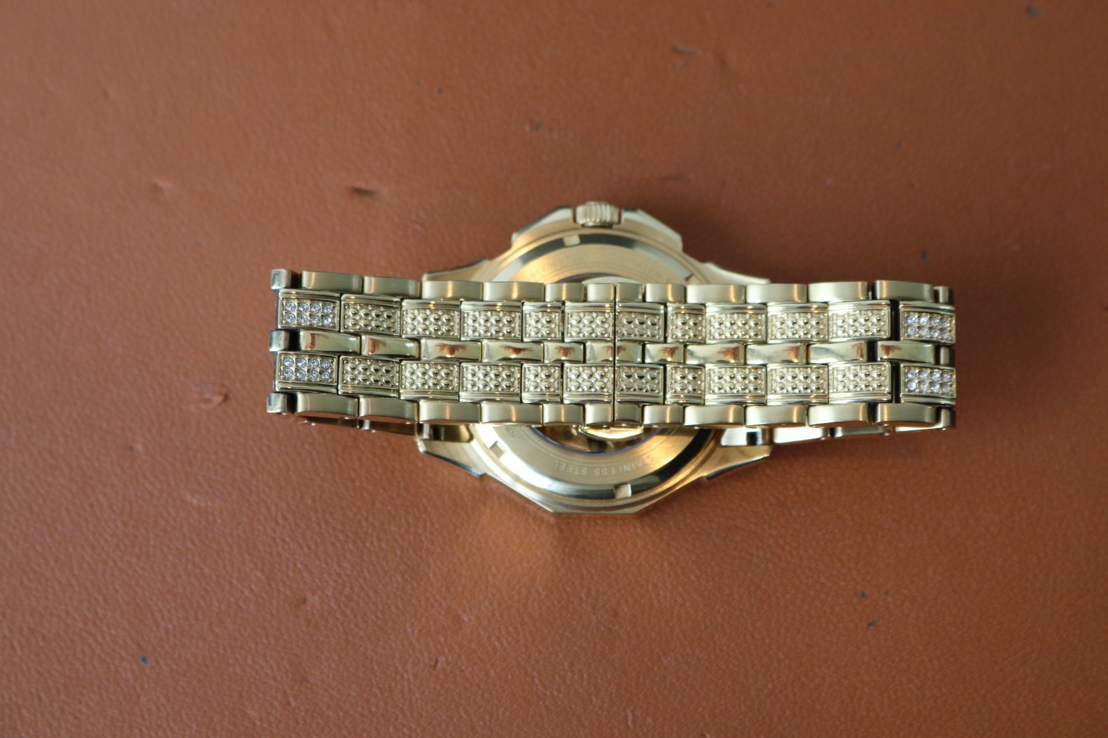 Bulova Octava Automatic Gold Tone Stainless St. Crystal Accent Men Watch 98A292