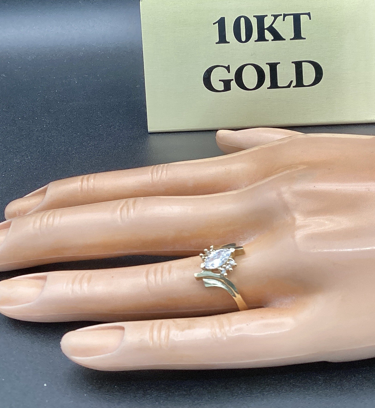 10 KT Yellow Gold Real Stamped Marquise April Birthstone Diamond, ring SZ 8.25