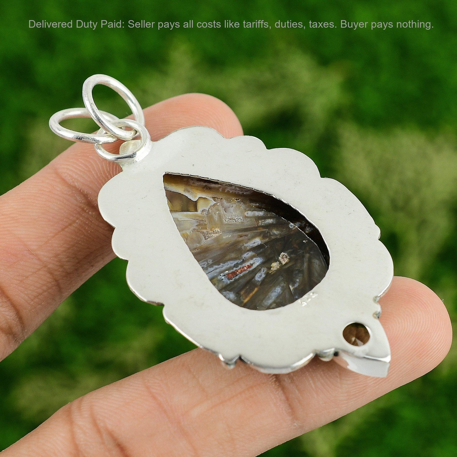 925 Silver Stick Agate Gemstone Peridot Bezel New Anniversary Pendant Jewelry