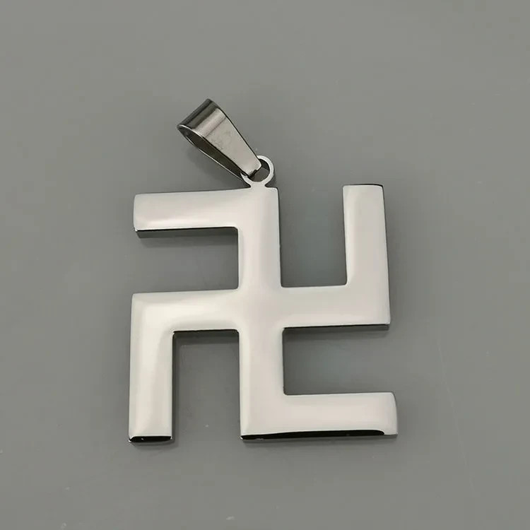 Titanium Steel Hindu Swastika Pendant Blessing Necklace Chain Amulet