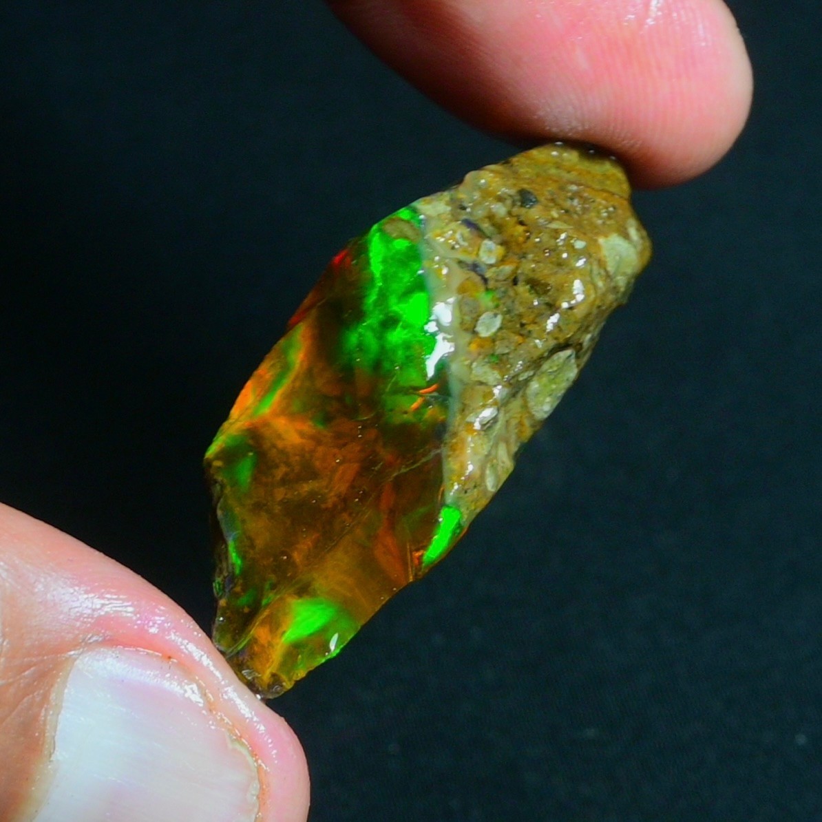 Stunning Multi Fire Natural Ethiopian Oil Opal Rough 52.00 Cts Raw Opal Specimen