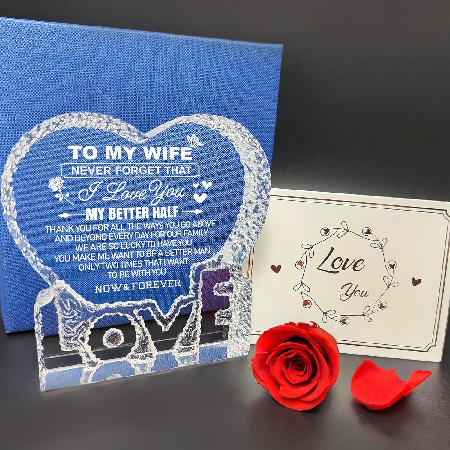 Mothers Day Crystal Gifts for Wife from Husband, Birthday Wife Gift K9 Crystal K