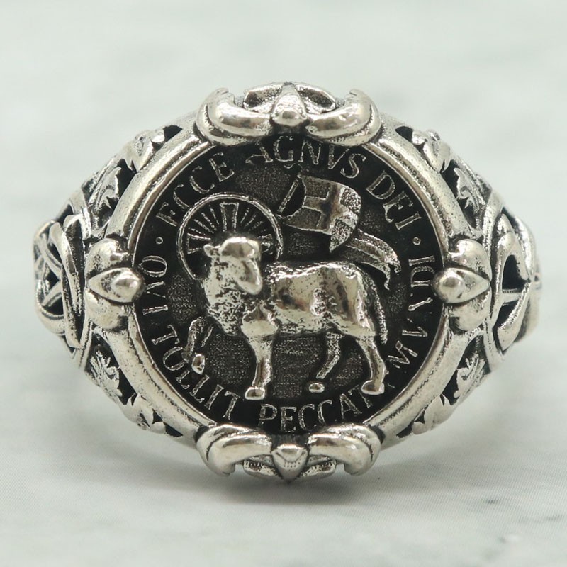 Buy 3 Get 1 Free Lamb of God Agnus Dei Christian Jesus Silver Rings