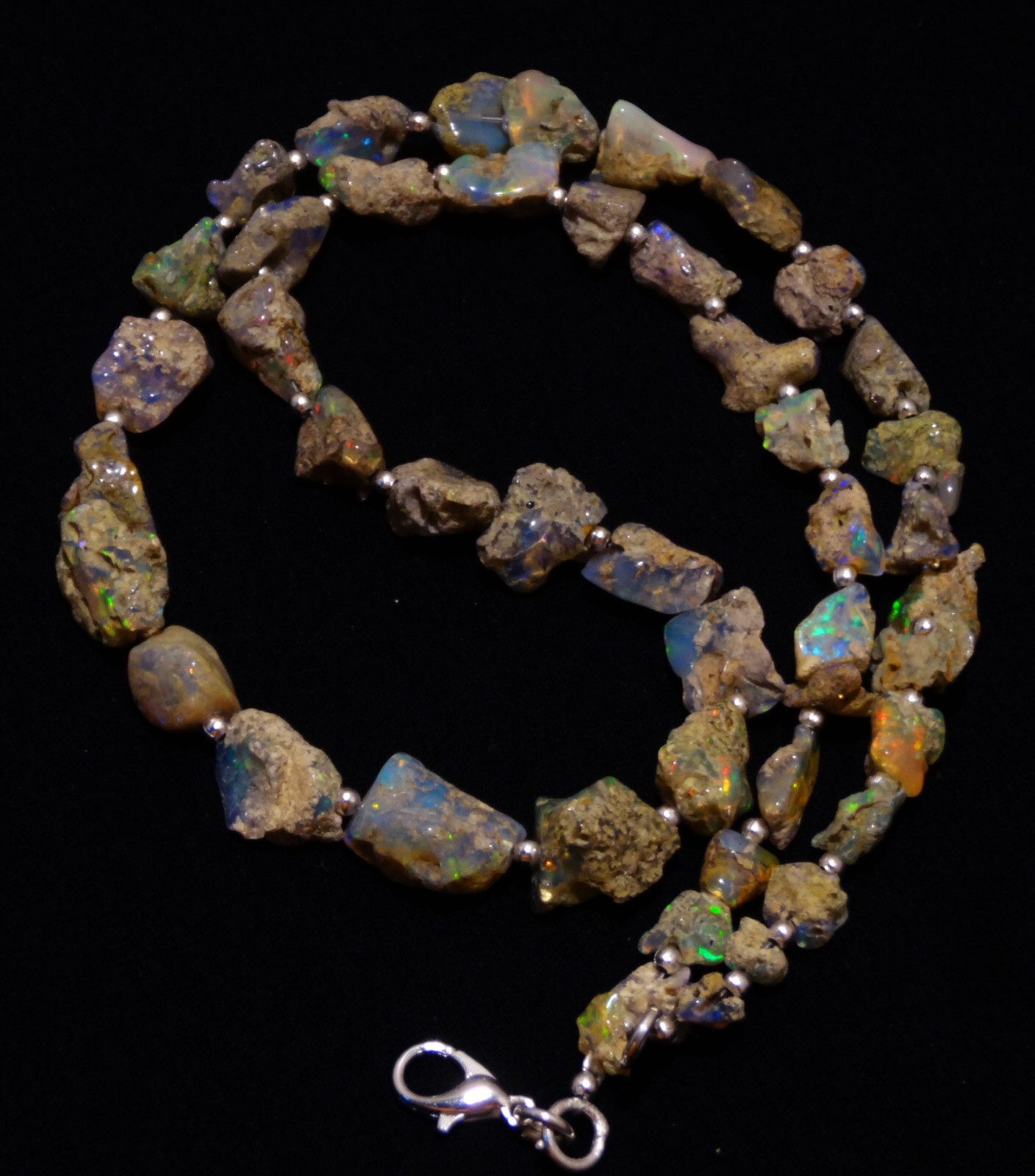 Rainbow Fire Opal Rough 7 to 13 mm Size Freeform Nugget Beads Necklace 18″