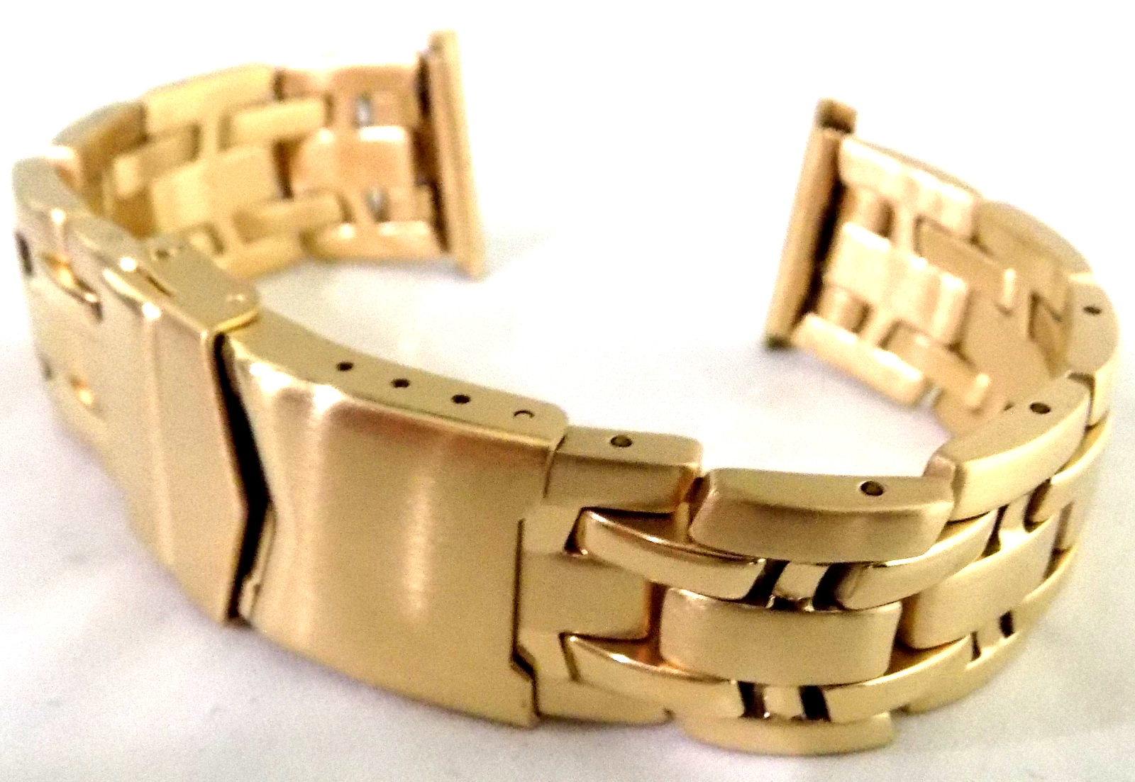 6 3/4″ 173mm Long New 22mm Gold Tone Bracelet Watch Band Trifold Security Clasp