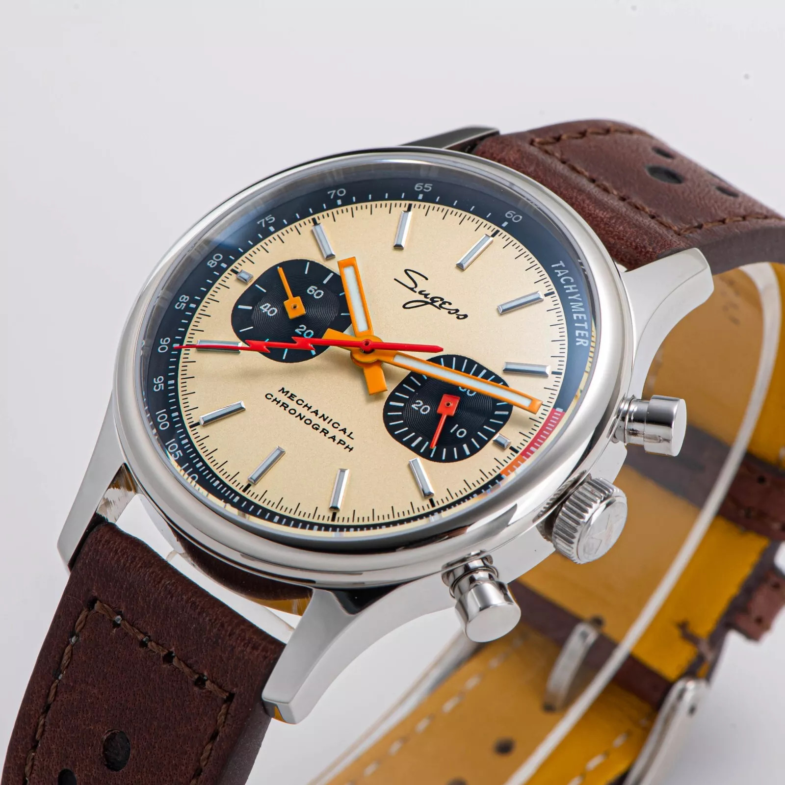 Seagull 1963 Sugess Panda 40mm Racing Chronograph Sapphire ST1901 BNIB Swan Neck