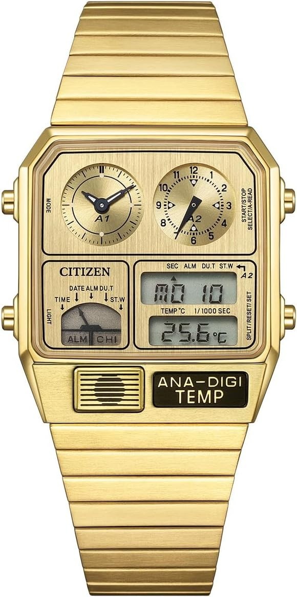 Citizen Men Watch JG2103-56P Metallic ANA-DIGI TEMP Gold Analog Digital Vintage