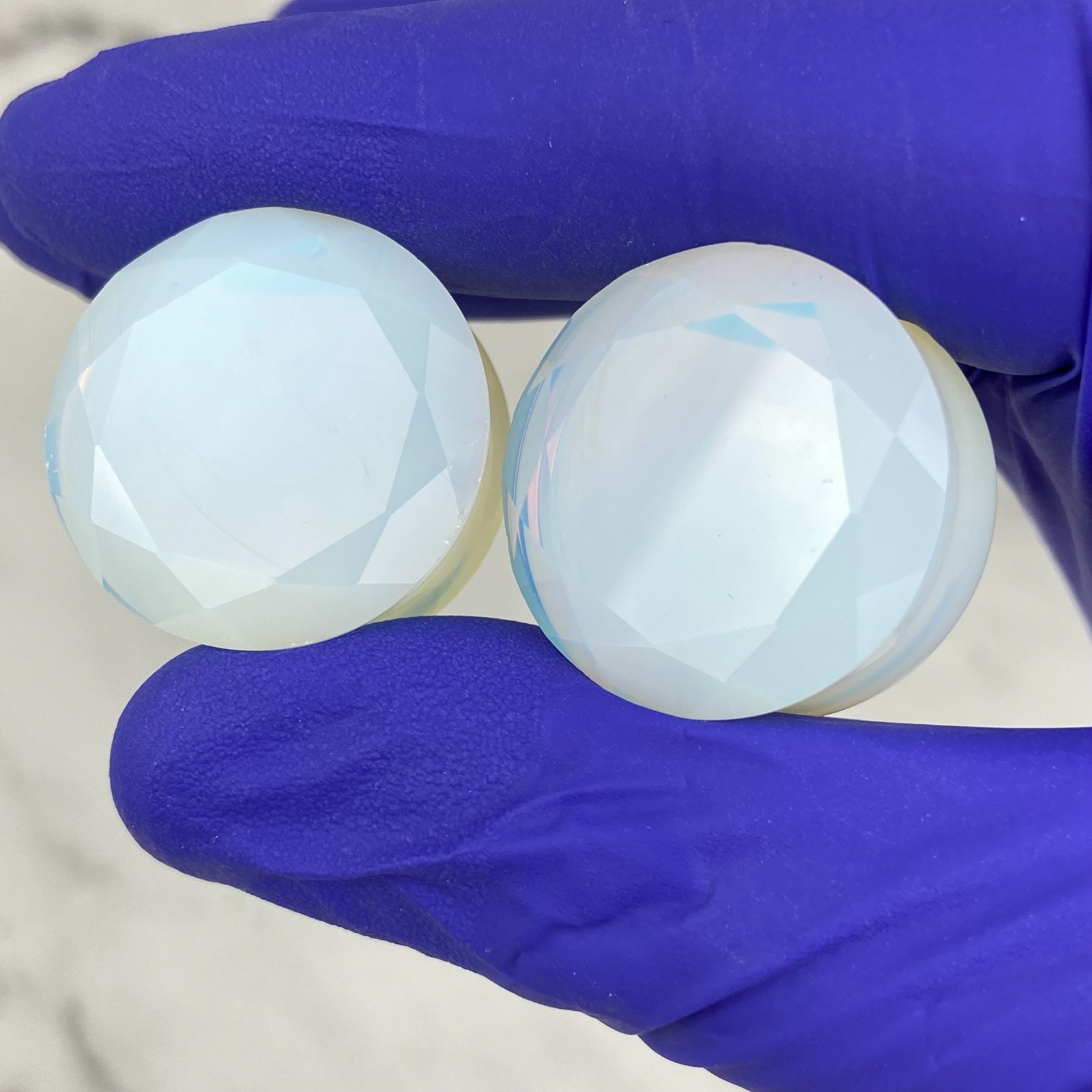 Facted Opalite Stone Double Flare Plugs (STN-708) ear gauges PICK SIZE
