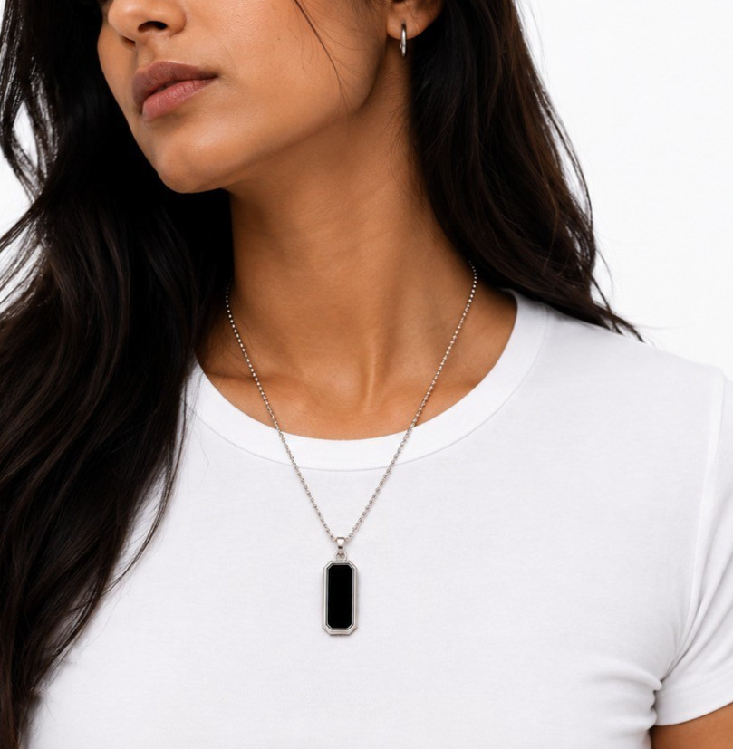 Geometric Simplicity Drop Glue Hanging Tag Stainless Steel Pendant Necklace