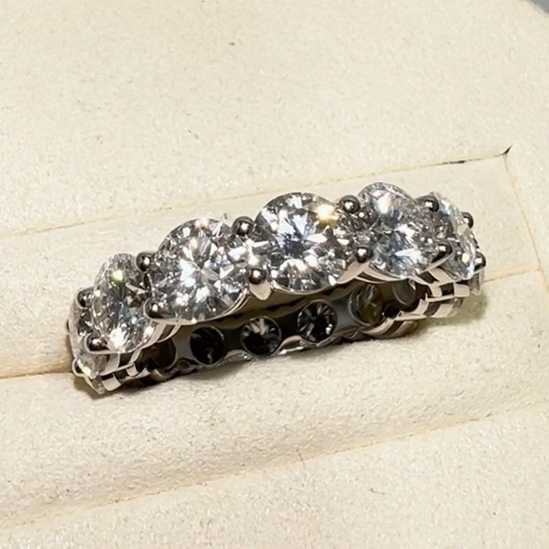 5.50TCW Round Cut Moissanite Eternity Wedding Band Ring 14k White Gold Plated