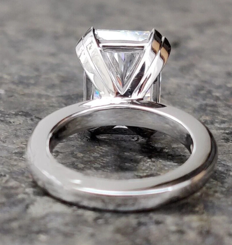 RARE 10.00 Ct Certified Radiant Cut Off White Diamond 925 Silver Ring Treated