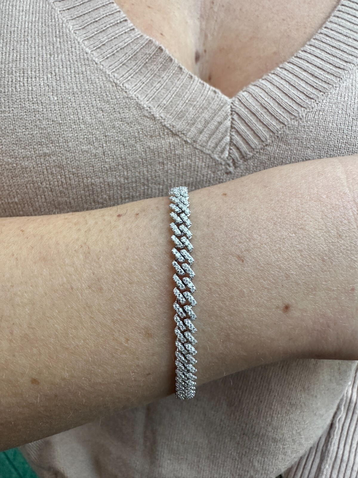 MOISSANITE Real Mini 5mm Micro Miami Cuban Link Prong Bracelet Iced 925 Silver