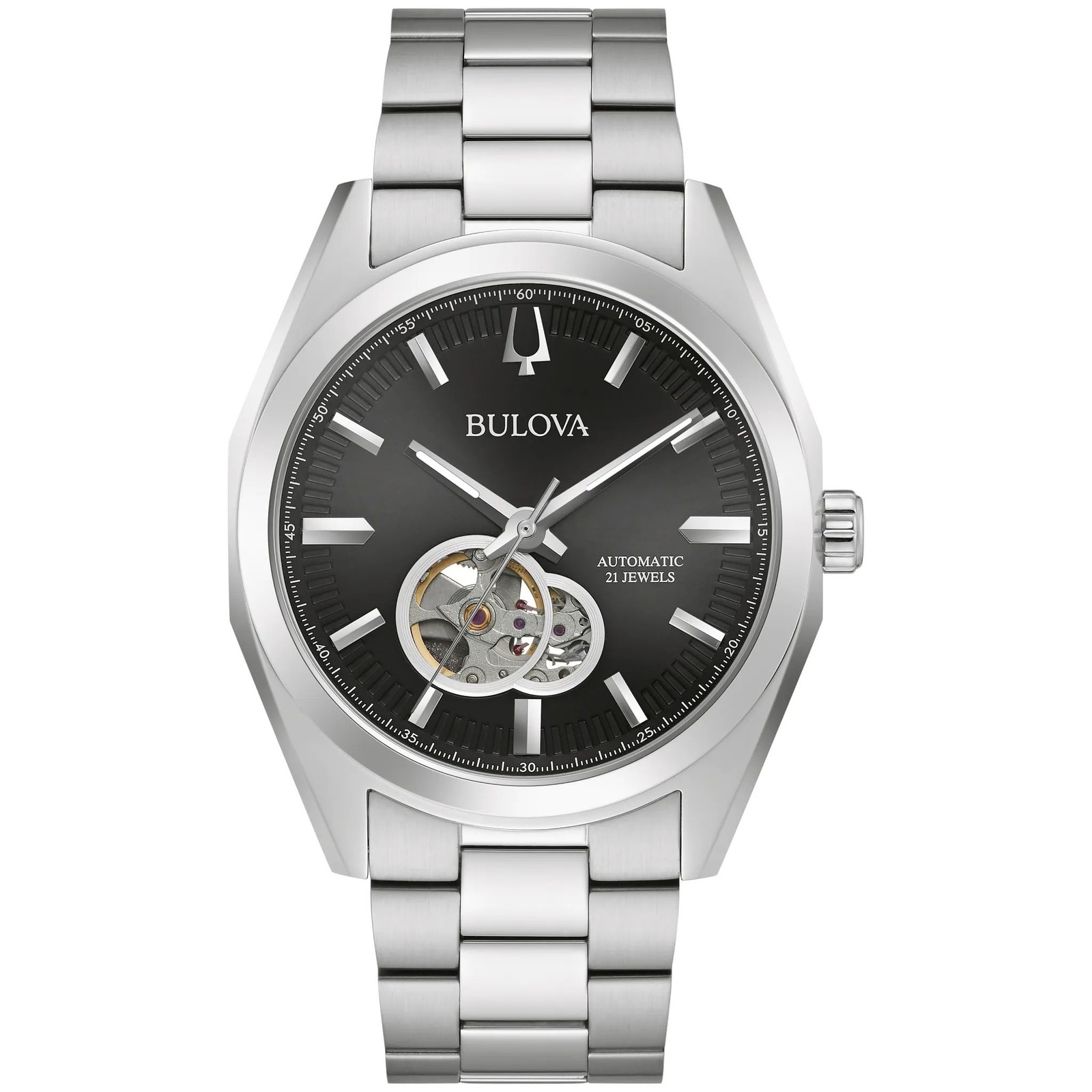 Bulova Surveyor Automatic 96A270 Men’s 42mm Stainless Steel Black Dial Watch