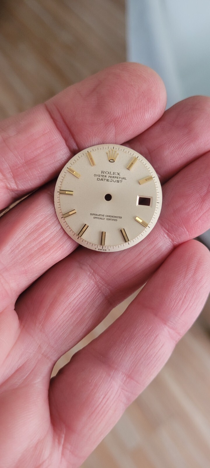 Rolex 100% genuine pie pan 36 mm non quick set 1601 dial silver rare markers!