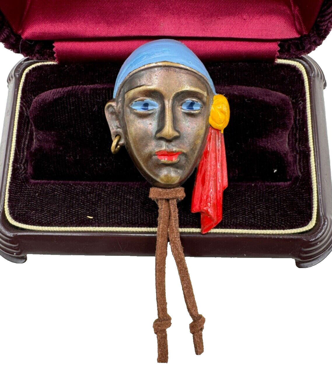SUPER RARE PIRATE FIGURAL ANTIQUE OLD VINTAGE COLORFUL ENAMEL BROOCH PERFECT CND