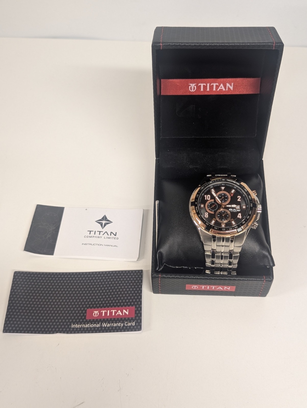 Titan Octane men’s watch model 90045KM02J stainless steel chronograph
