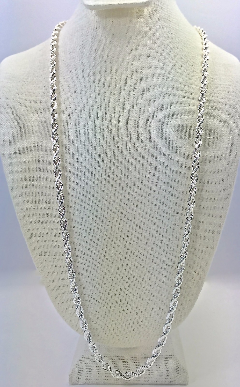 Silver Plated Rope Chain, 6mm (18 in, 20 in, 24 in, 30 in, 36 in)(Made in Korea)