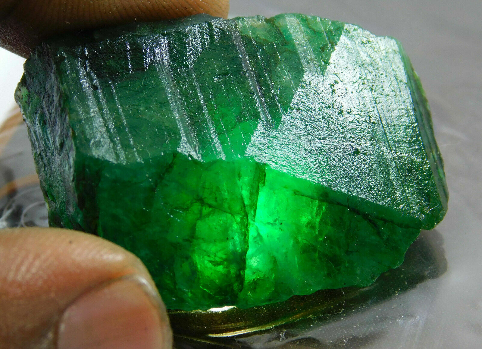 DYED Nice 53Ct Natural Translucent Green Colombian Emerald Rough Loose Gems