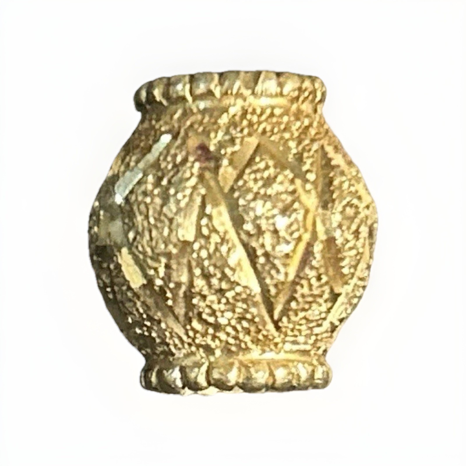 2.15g , 22k Italian Yellow Gold Roundel Bead Charm With Diamond Cuts