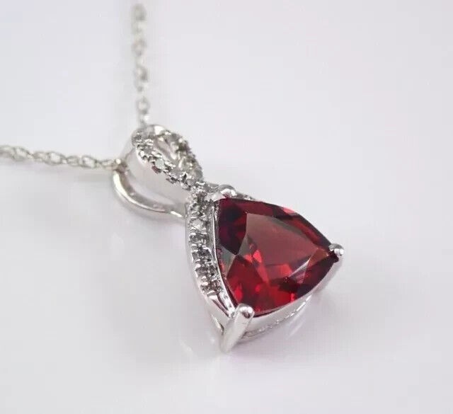 1.50Ct Trillion Cut Simulated Garnet Women’s Charm Pendant 14K White Gold Plated