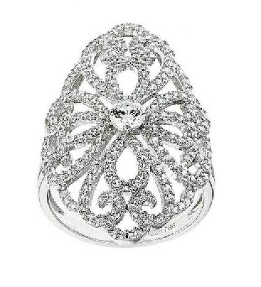 Rhodium Over Sterling Silver 2.30ctw White Cubic Zirconia Ladies Ring Size 7