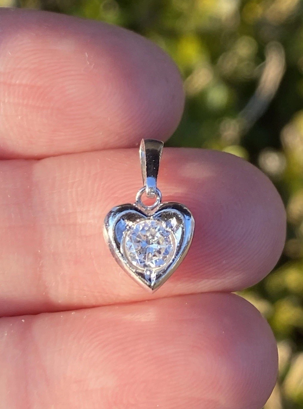 Platinum 0.36CT 100% Natural Round Diamond Heart Shaped Pendant