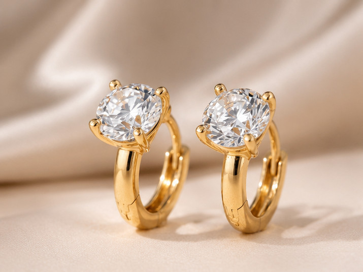 2Ct Moissanite Dangle Hoop Earrings VVS1-D Excellent Cut 14K Yellow Gold Plated