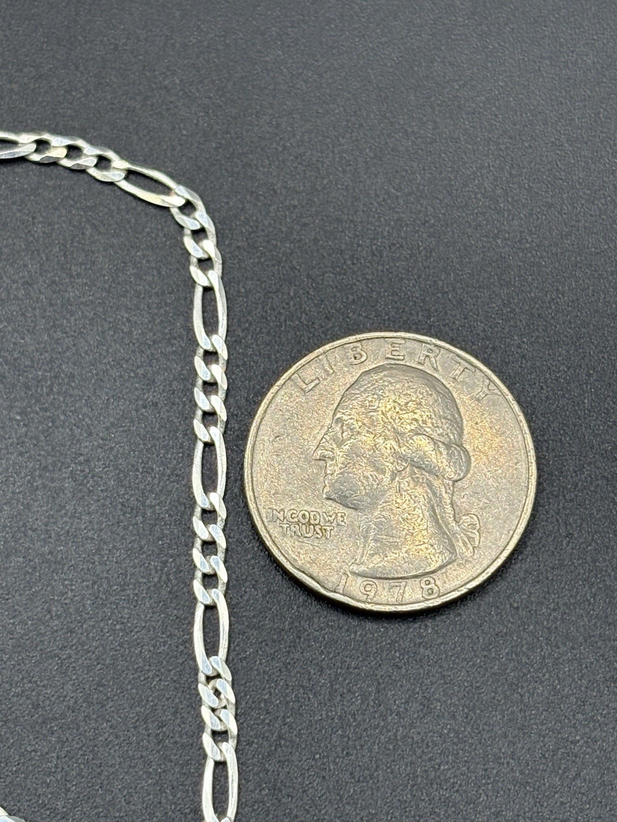 8″ Sterling Silver Fígaro Chain Gents Bracelet 2.25MM 2.4 Grams E29