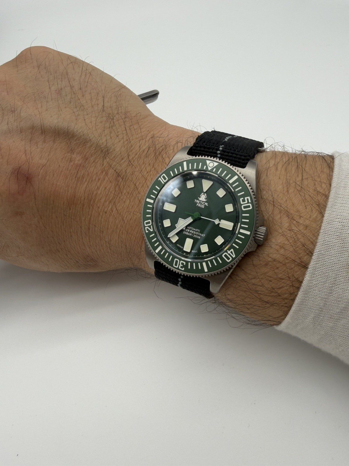 Tactical Frog Titanium NH35A Mechanical Watch Green Bezel Green Dial Fixed Lugs