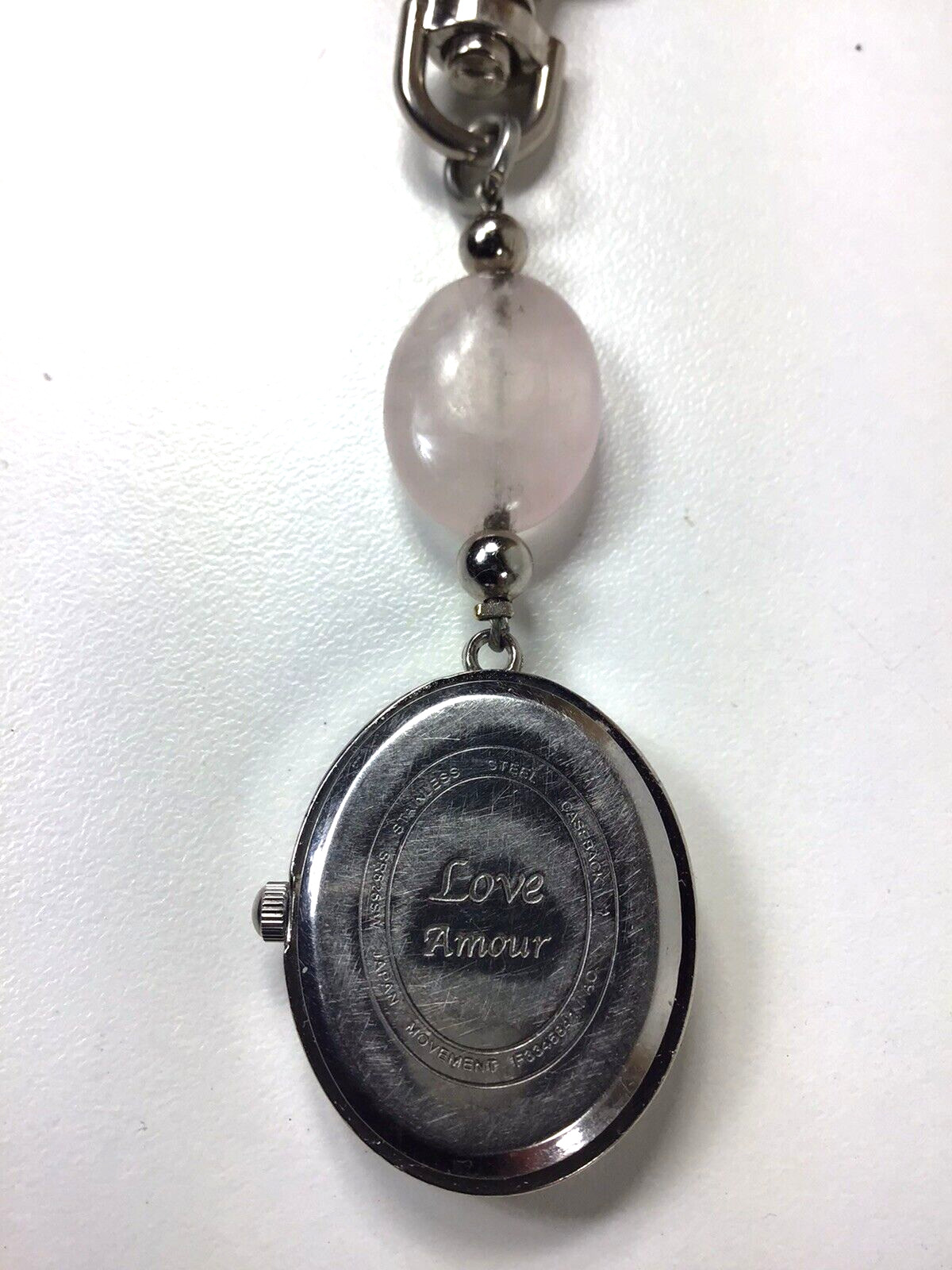 Love Amour Watch Rose Quartz Keychain Gemstone Hanging Lobster Clasp New Battery